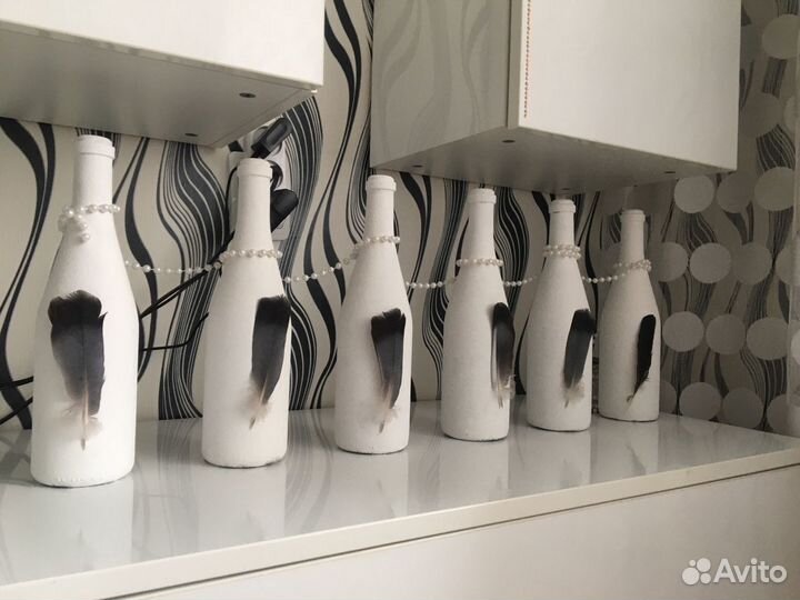 Интерьерные Бутылки с перьями