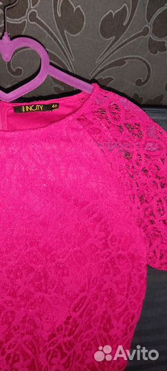Блузка футболка кружево Insity 46р. Фуксия