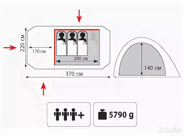 Палатка туристическая 3+