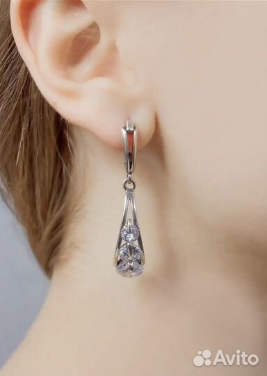 Серьги женские серебристые. Жемчужина. Россия