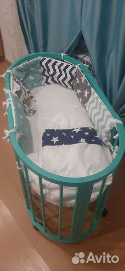 Детская кроватка трансформер овальная