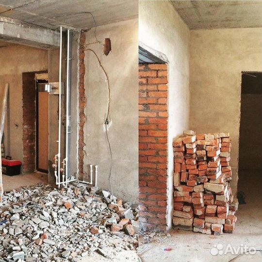 Демонтажные работы снос, лом стен