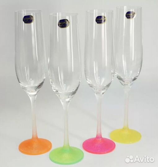 Бокалы для шампанского Crystalite Bohemia Неон,4шт