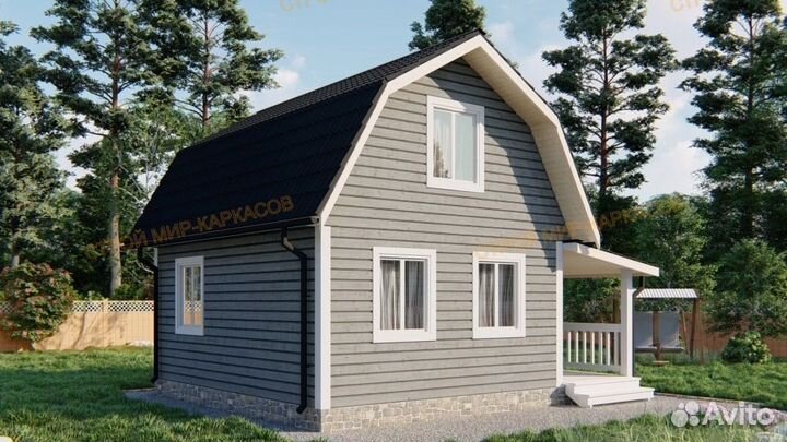 Двухэтажный каркасный дом 7х6м