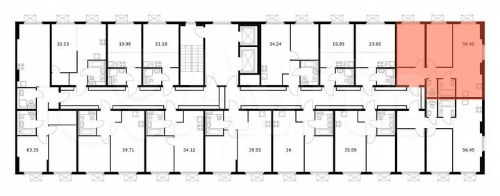 2-к. квартира, 56,5 м², 4/9 эт.
