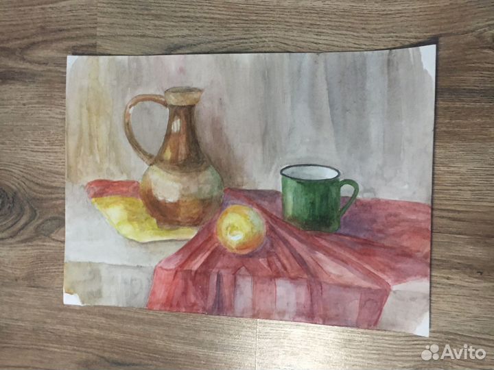 Картина на A3 листе натюрморт нарисовано акварелью