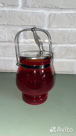 Сахарница СССР, красное стекло