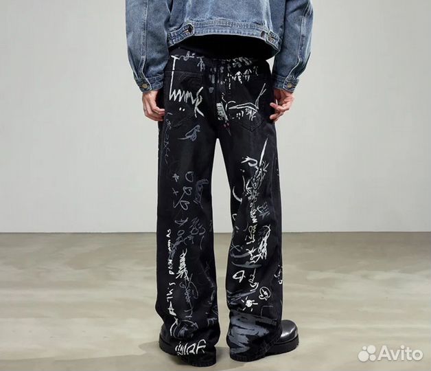 Balenciaga adidas джинсы широкие