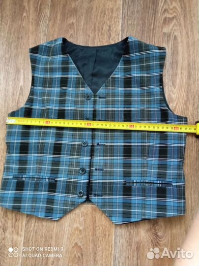 Жилетка школьная серо-голубая клетка Алина