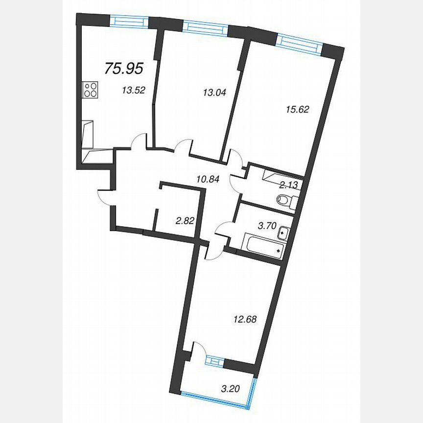 3-к. квартира, 77,6 м², 11/22 эт.