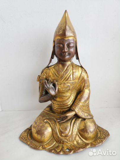 Антикварная статуэтка будда цонкапа, 18-19 век