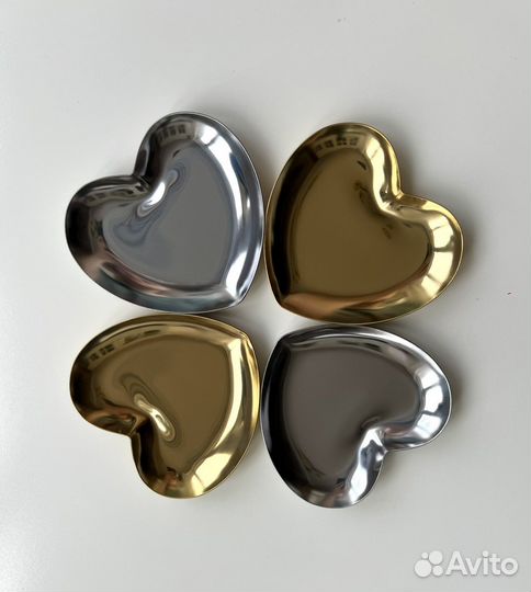 Блюдце сердечко 2 штуки серебро