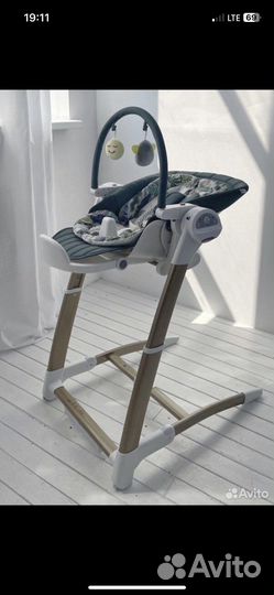 Детский стульчик для кормления 3в1 качель шезлонг