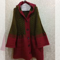 Вязаное пальто с капюшоном (эксклюзив)