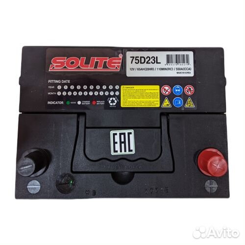 Аккумулятор Solite 75D23L (65Ач, 550А)