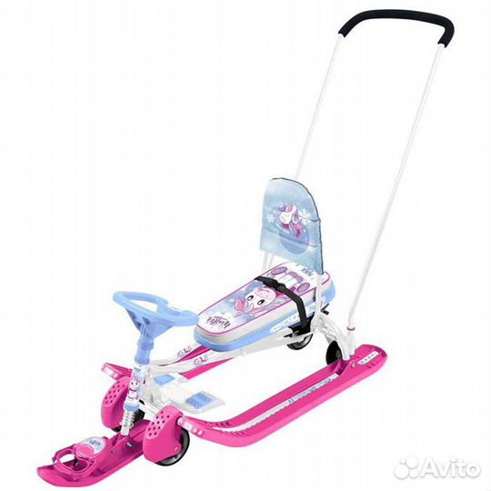 Новый Снегокат с колесами и ручкой-толкателем тс6