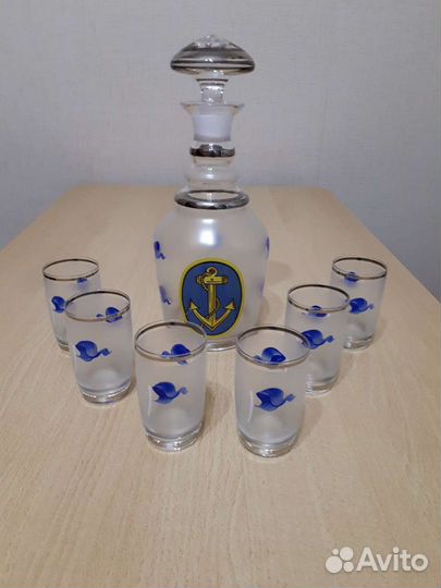Богемское стекло. Графин + 6 стопок, пр-во Чехия