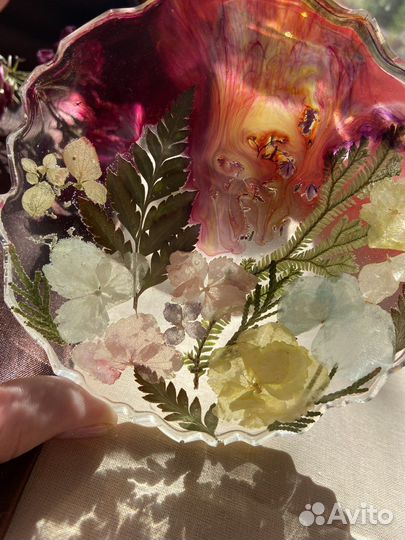 Подставка подстаканник эпоксидная смола сухоцветов