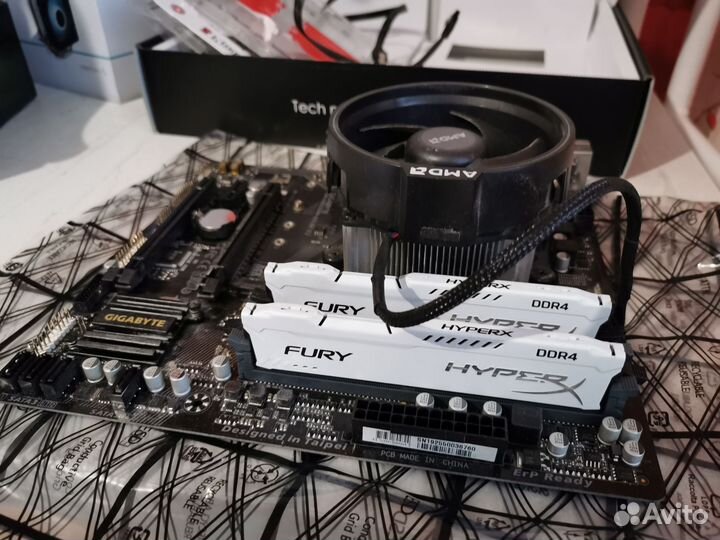 AMD ryzen 7 1700 с кулером, мат. плата, опер.п