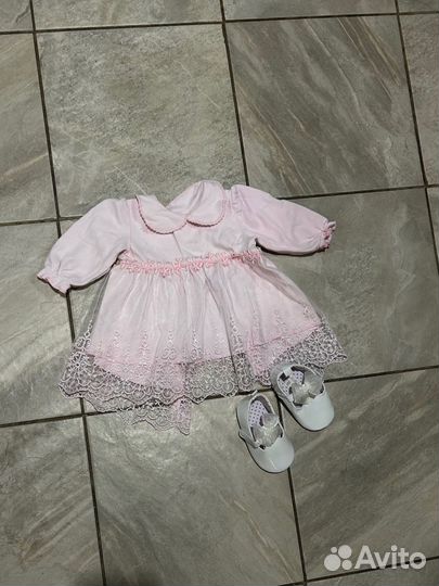 Платье и балетки доя девочки 6-12 мес