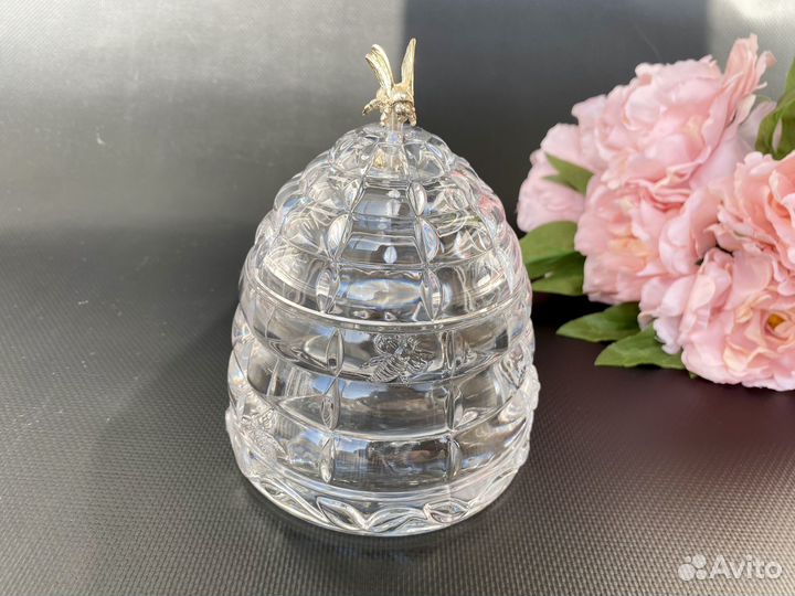 Мёдница хрустальная Crystal Bohemia новая Улей