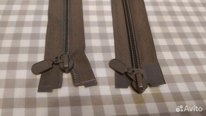Молния разъемная новая 55 см коричнево-бежевая