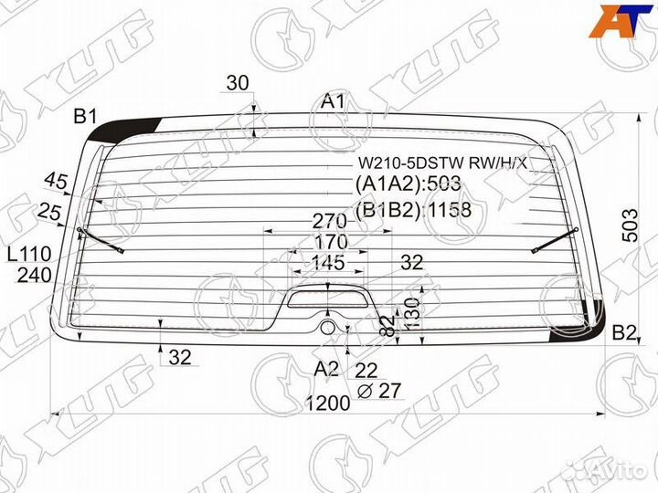 Стекло заднее Mercedes W210