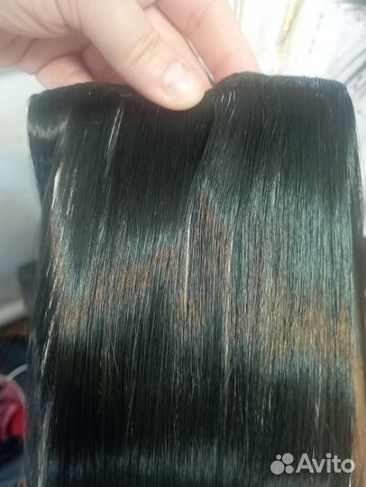 Волосы на заколках натуральные черные
