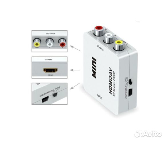 Переходник конвертер hdmi в AV (тюльпаны) / hdmi 2