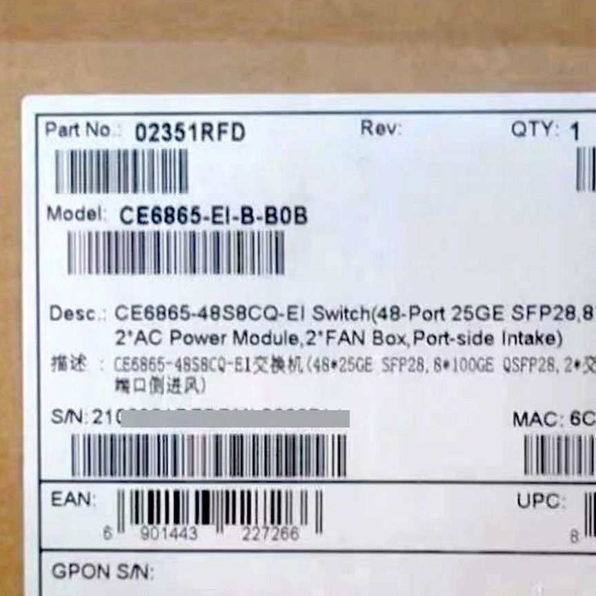 [CE6865-EI-B-B0B] Коммутатор Huawei Ce6865-48s8cq-Ei Ce6865-Ei-B-B0b