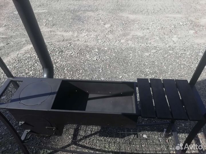 Мангал с печью под казан и крышей