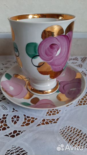 Чашка с блюдцем Дулево. Агашки Гигант. Редкая