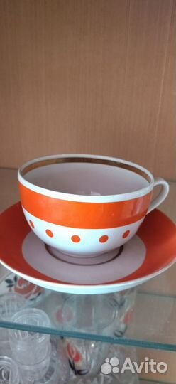 Чайная пара,1950г.,Дмитровский фарфоровый завод