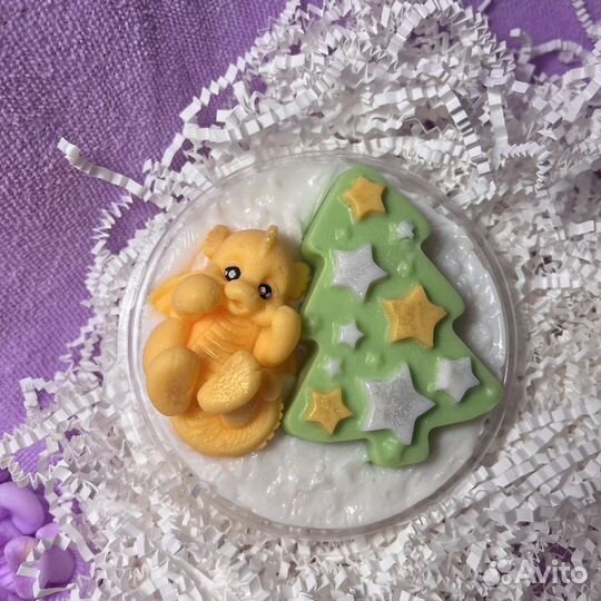 Мыло ручной работы новогоднее, подарок клиентам