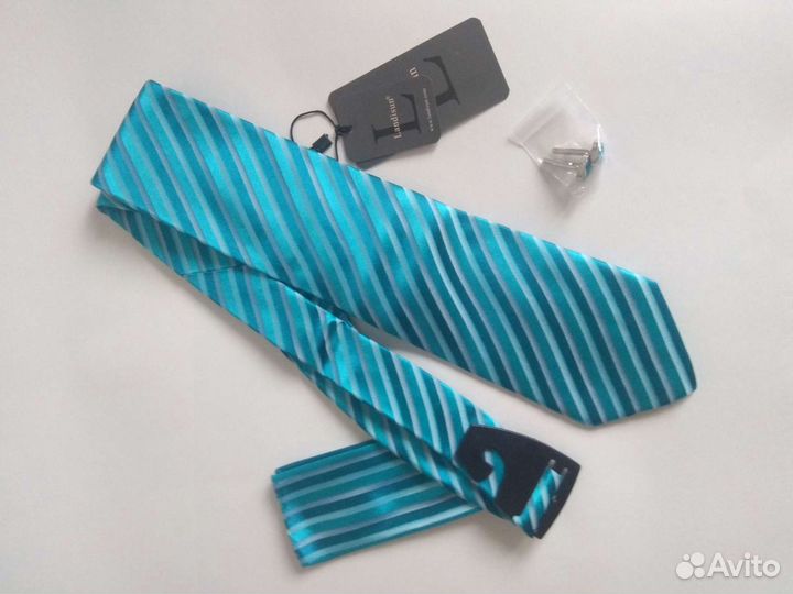 Новый комплект - галстук+платок+запонки