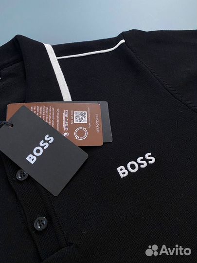 Мужское поло hugo boss черное