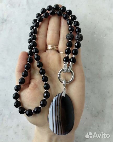 Колье с агатом