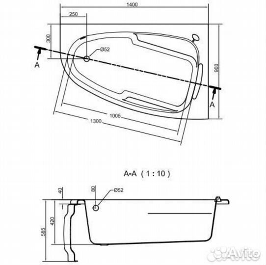 Ванна акриловая Cersanit Joanna R 140*90 см