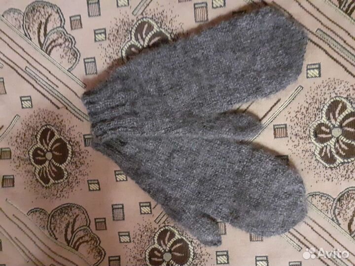 Варежки мужские вязаные из козьего пуха