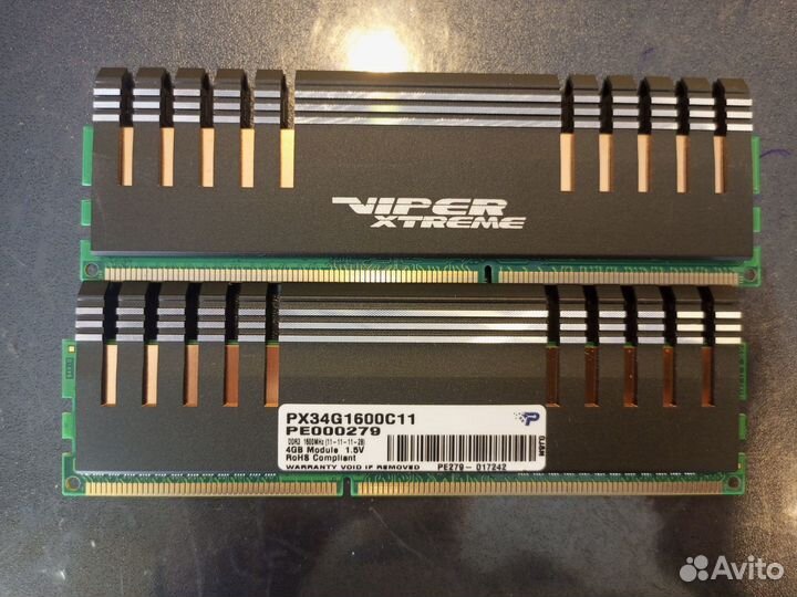 Dimm DDR3 4gb + 4gb Patriot Viper Xtreme 1600mhz