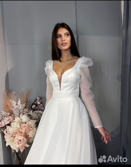 Свадебное платье 46-48 фата подъюбник комплект