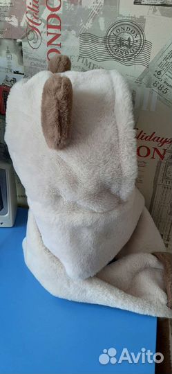 Плюшевая шапка 3 в 1,перчатки-лапки