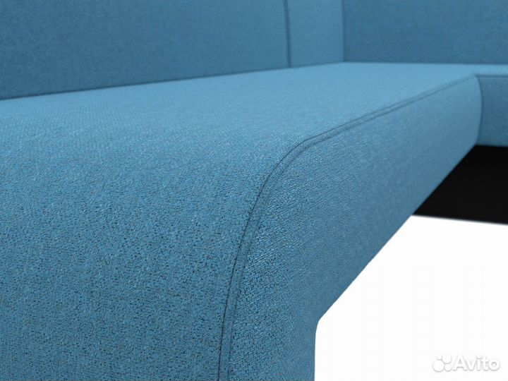 Диван кухонный угловой Кармен правый угол, рогожка, амур голубой