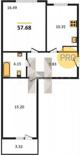 2-к. квартира, 57,7 м², 3/9 эт.