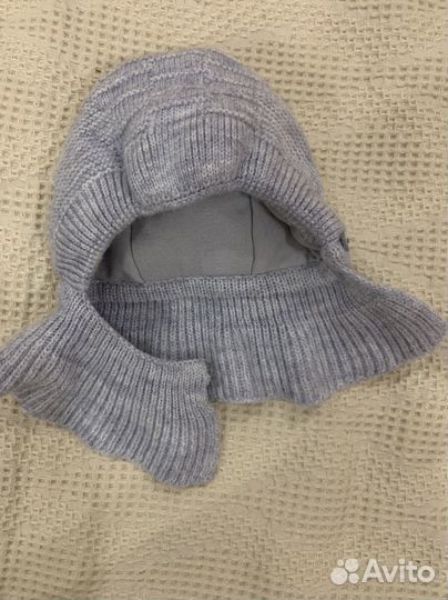 Шапка шлем для новорожденного журавлик