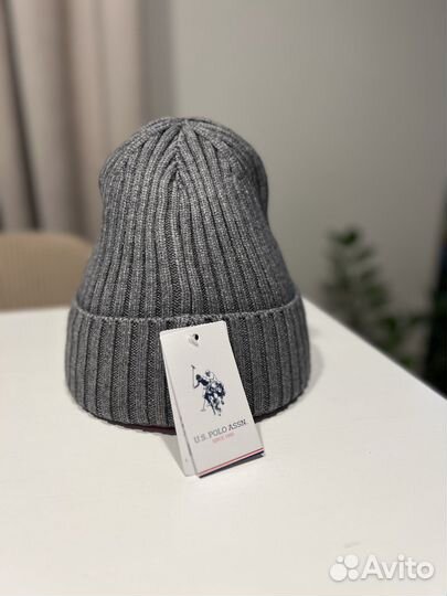 Шапка U.S.Polo assn серая новая
