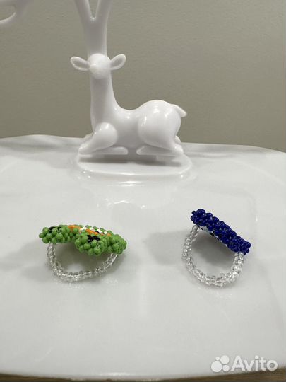 Кольцо из бисера 2 шт ручная работа новые