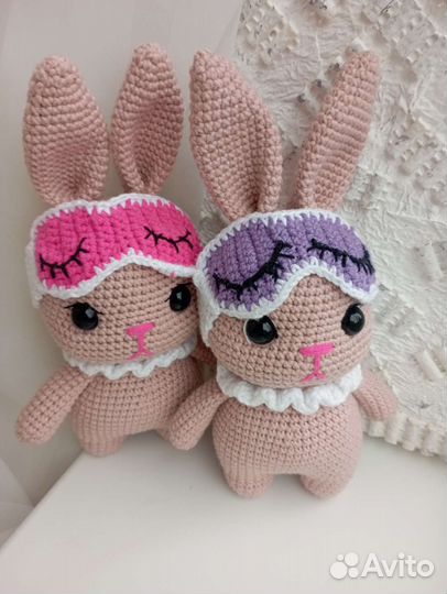 Зайка, Игрушки ручной работы, вязаный, крючком