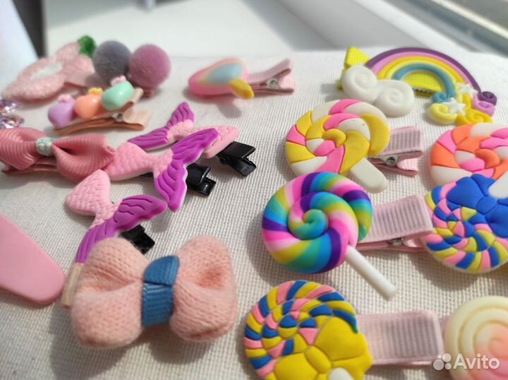 Заколки для девочек розовые набором