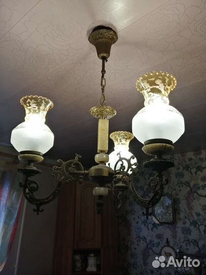Комплект люстра и 1 бра винтаж